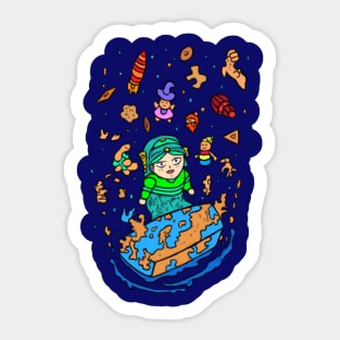 Cute little cartoon world colour Sticker